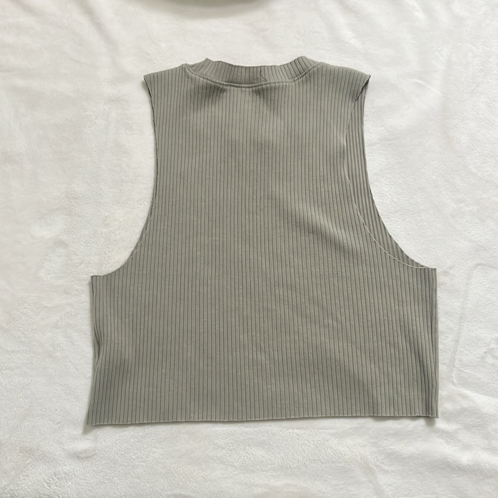 aerie Olive Green Ribbed Crop Top - Picture 3 of 7